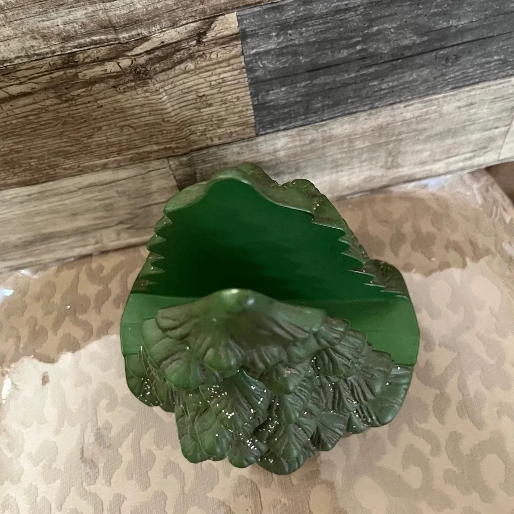 Vintage Holland Mold Ceramic Christmas Tree Napkin Holder Green Holly Berry 9in